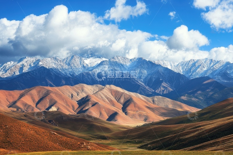高清大图下载【趣麦麦图】雪山远山黄土高坡