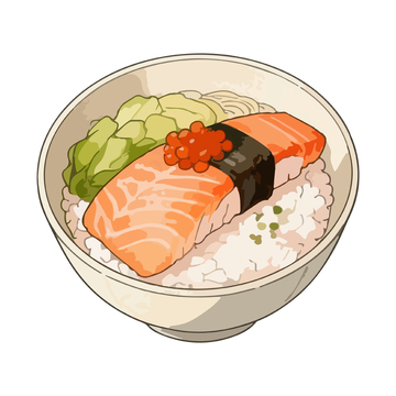 日式三文鱼盖饭插画