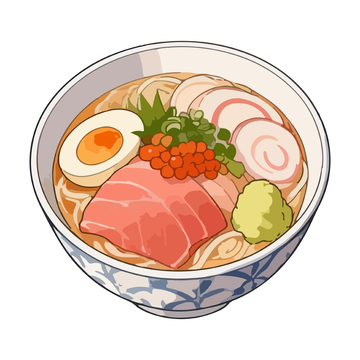 手绘日式拉面美食插画