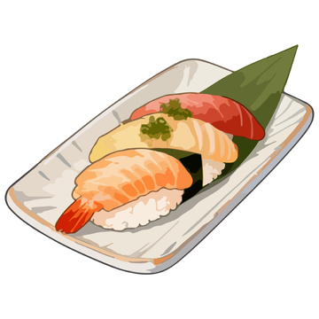 寿司拼盘手绘插画日式美食