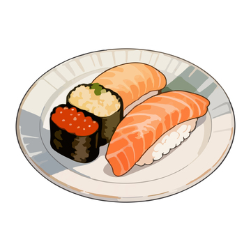 日式美食寿司拼盘插画