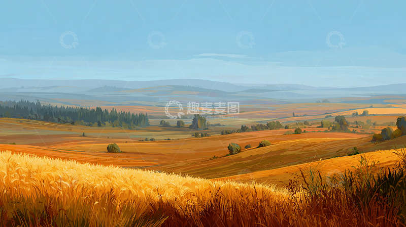 高清大图下载【趣麦麦图】广袤秋季田野风光