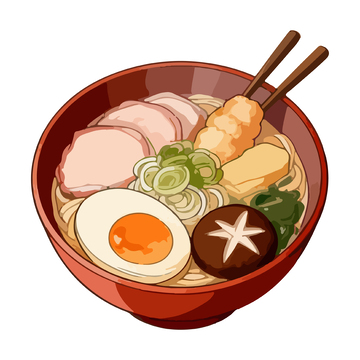 卡通日式拉面美食插画