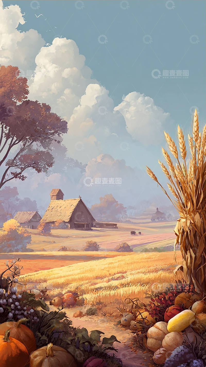 高清大图下载【趣麦麦图】乡村秋景的温馨时光