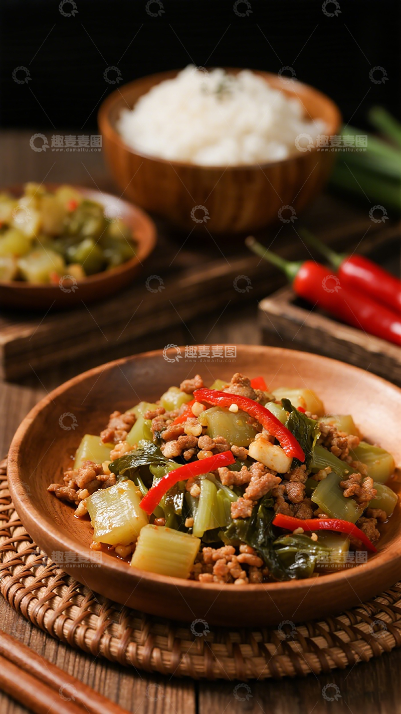 高清大图下载【趣麦麦图】家常炒菜配米饭美食摄影