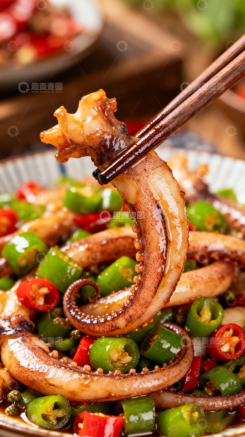 高清大图下载【趣麦麦图】香辣鱿鱼须美食摄影图片