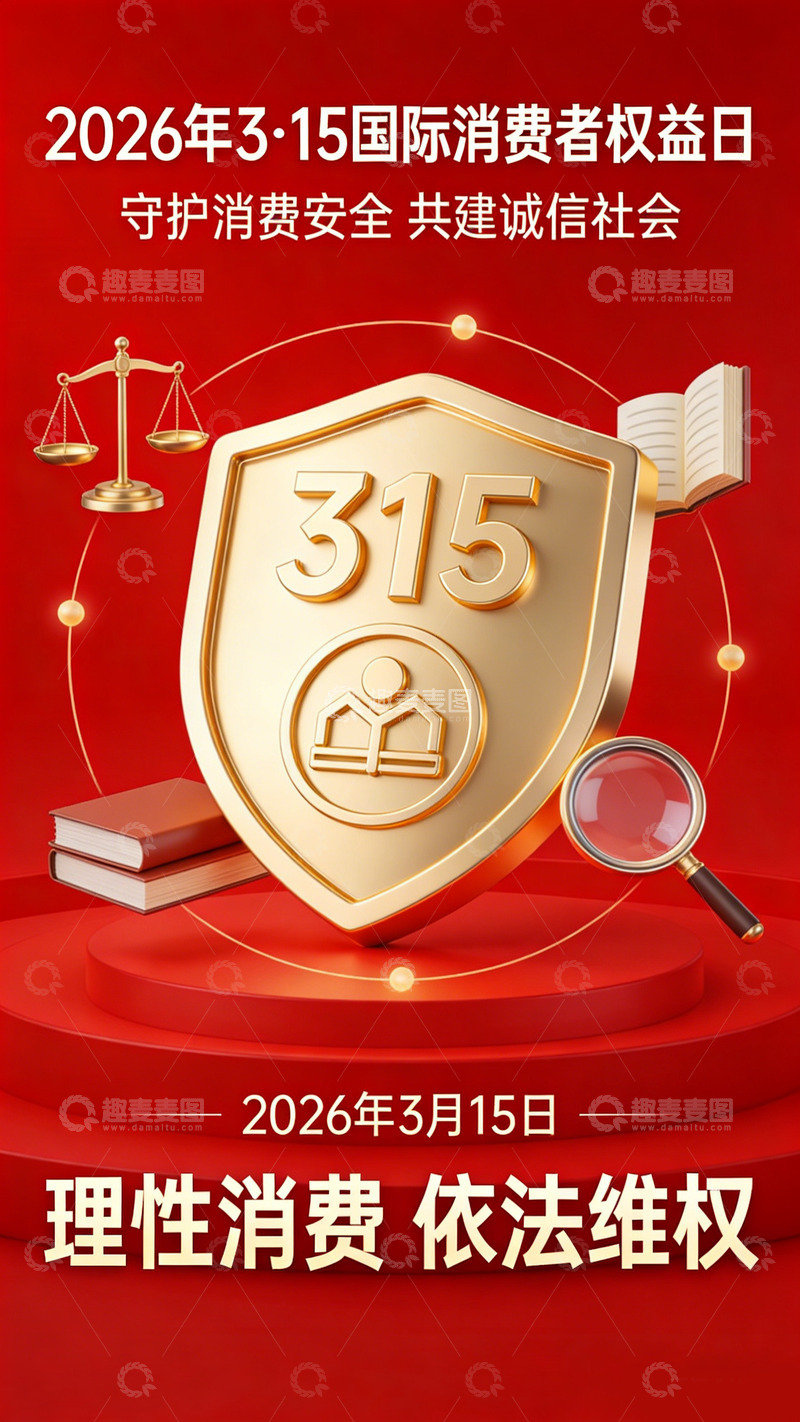 高清大图下载【趣麦麦图】315消费者权益日设计宣传海报素材