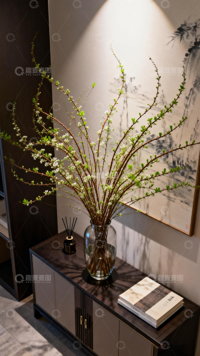 高清大图下载【趣麦麦图】中式家居装饰花瓶绿植摆设