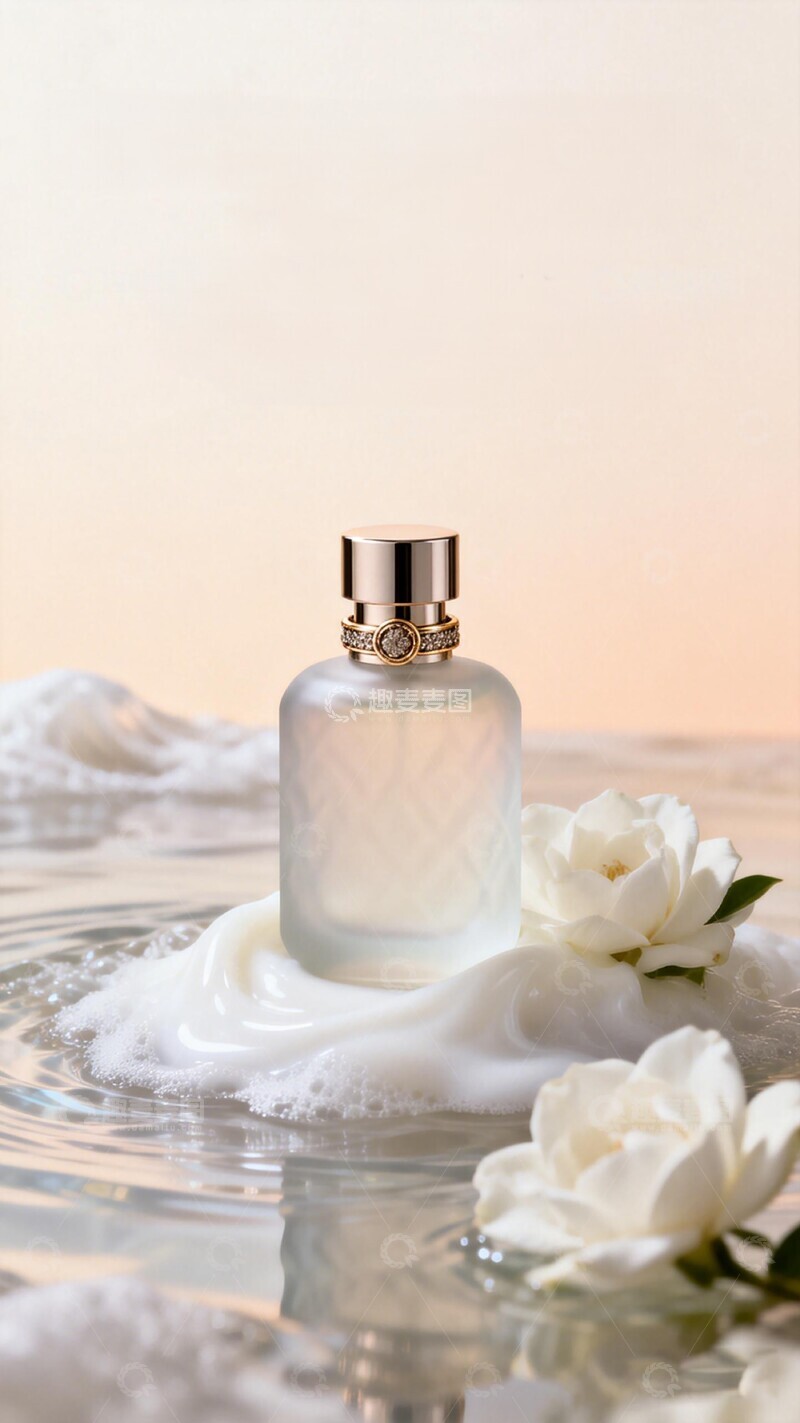 高清大图下载【趣麦麦图】清新香水瓶与花朵摄影