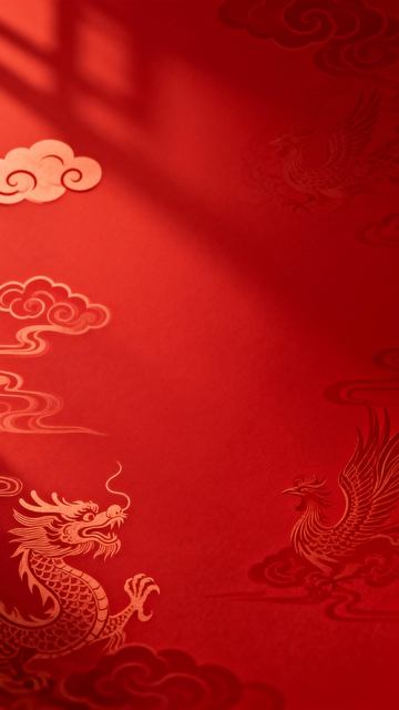 中国红龙凤祥云图案设计