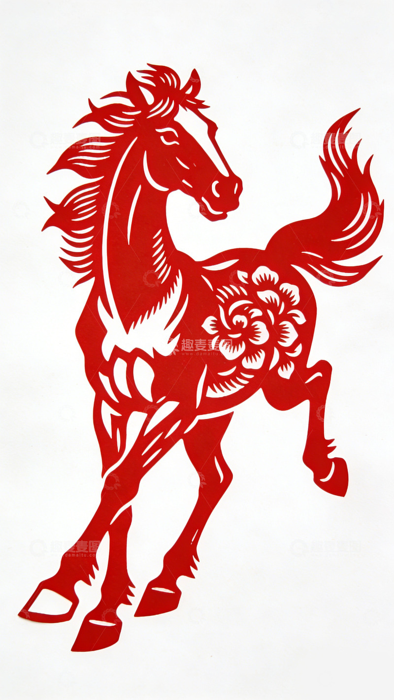 高清大图下载【趣麦麦图】剪纸艺术马图案传统装饰