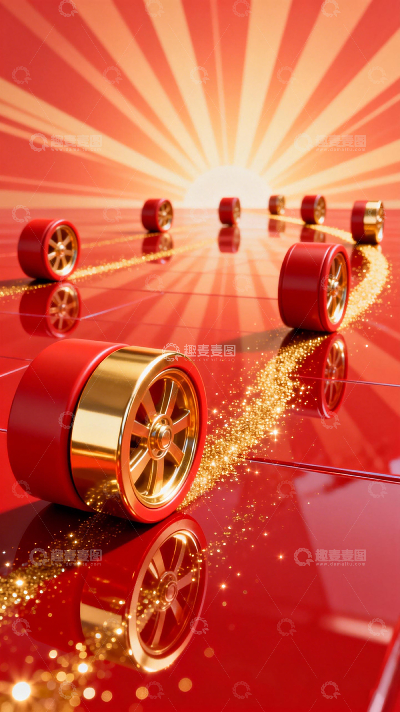 高清大图下载【趣麦麦图】奢华红色轮毂创意背景设计