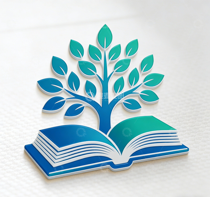 高清大图下载【趣麦麦图】树与书艺术图标设计