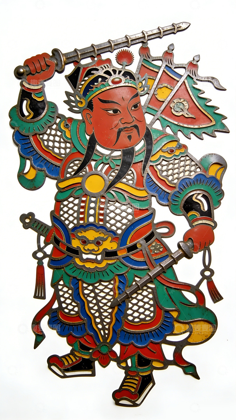 高清大图下载【趣麦麦图】中国传统门神剪纸画