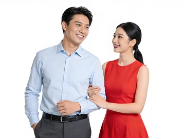 现代情侣挽手简约背景合照互动亲密