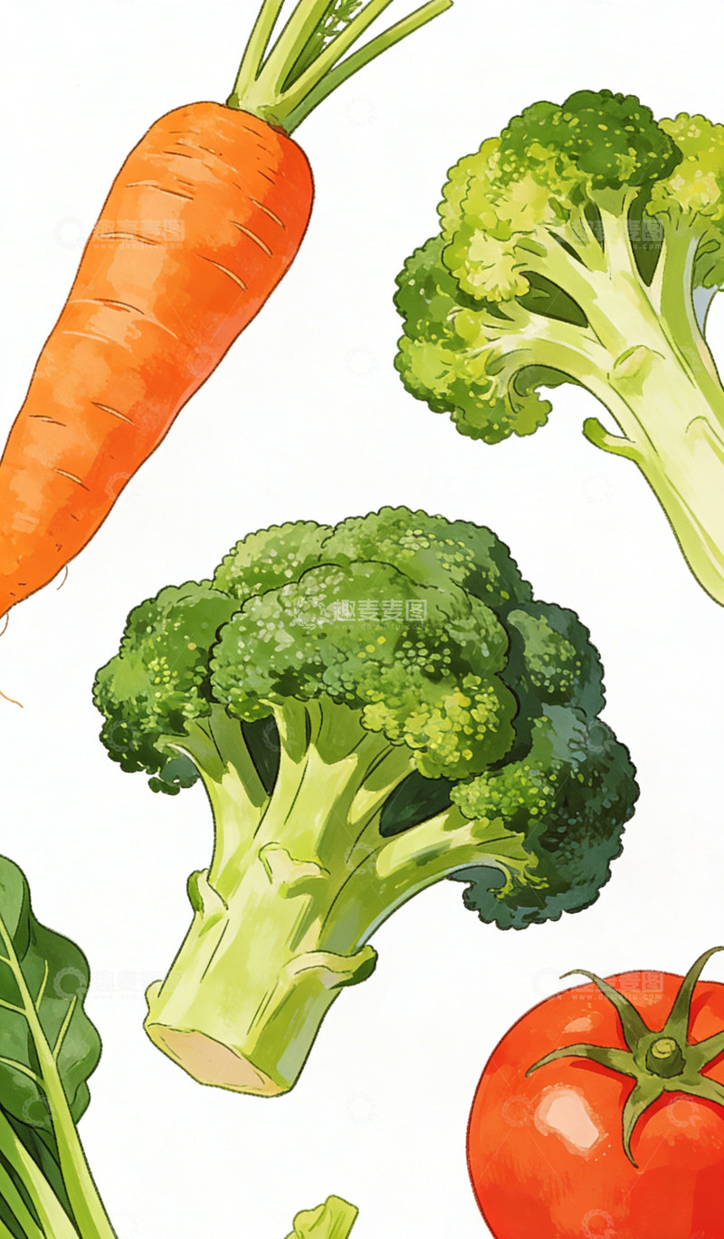 高清大图下载【趣麦麦图】蔬菜插画风格壁纸设计素材