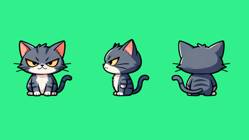 插画元素猫咪三视图4