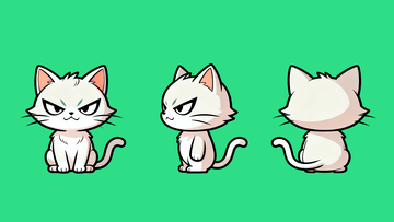 插画元素猫咪三视图2