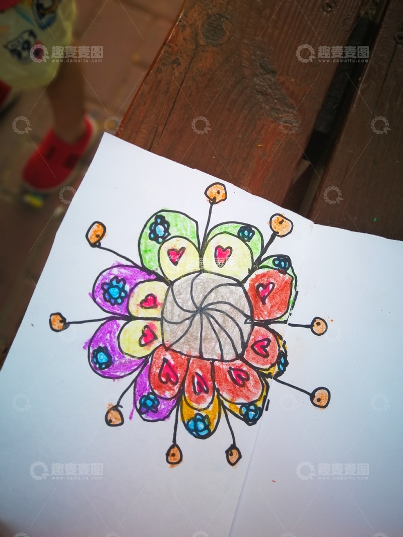 高清大图下载【趣麦麦图】儿童彩笔画花朵图案