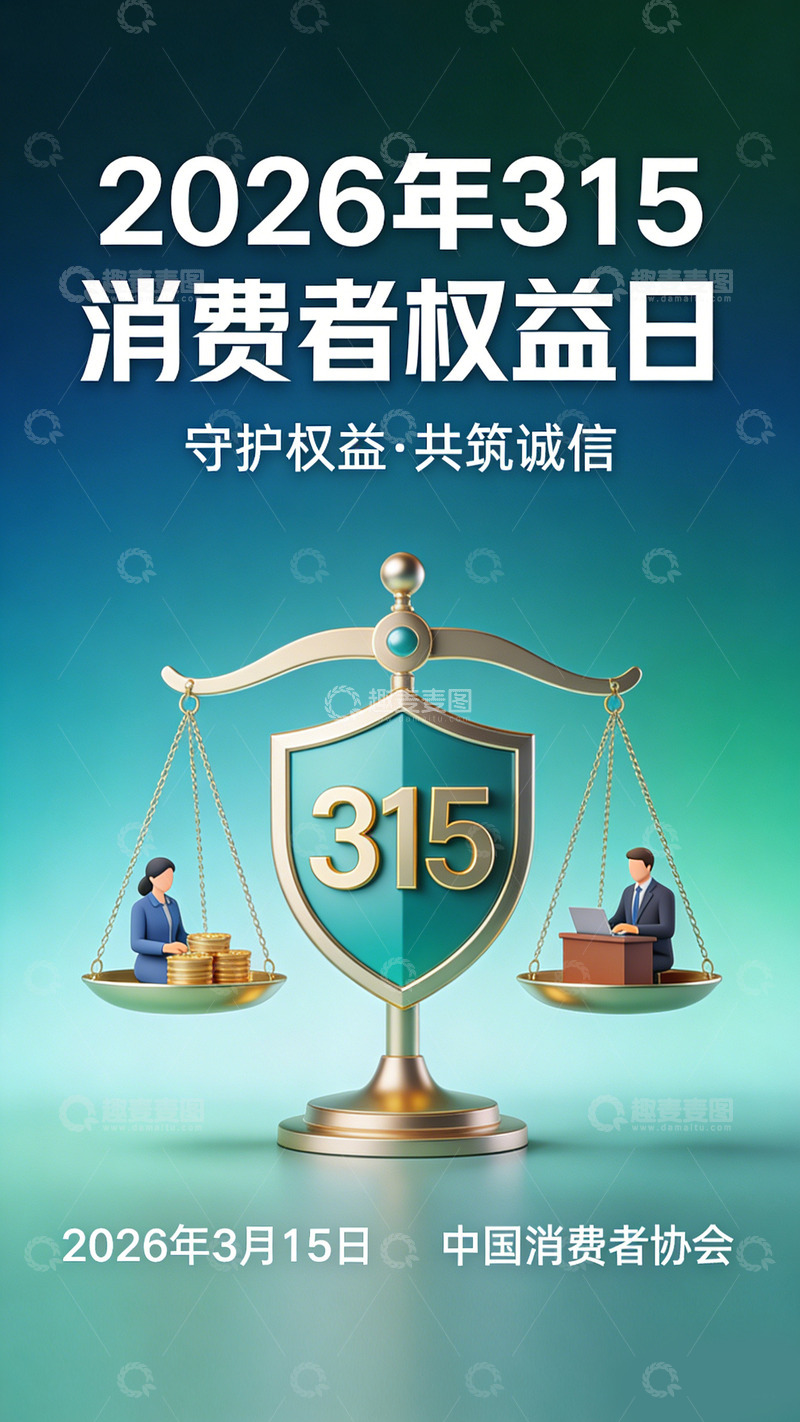 高清大图下载【趣麦麦图】315消费者权益日宣传蓝色设计素材