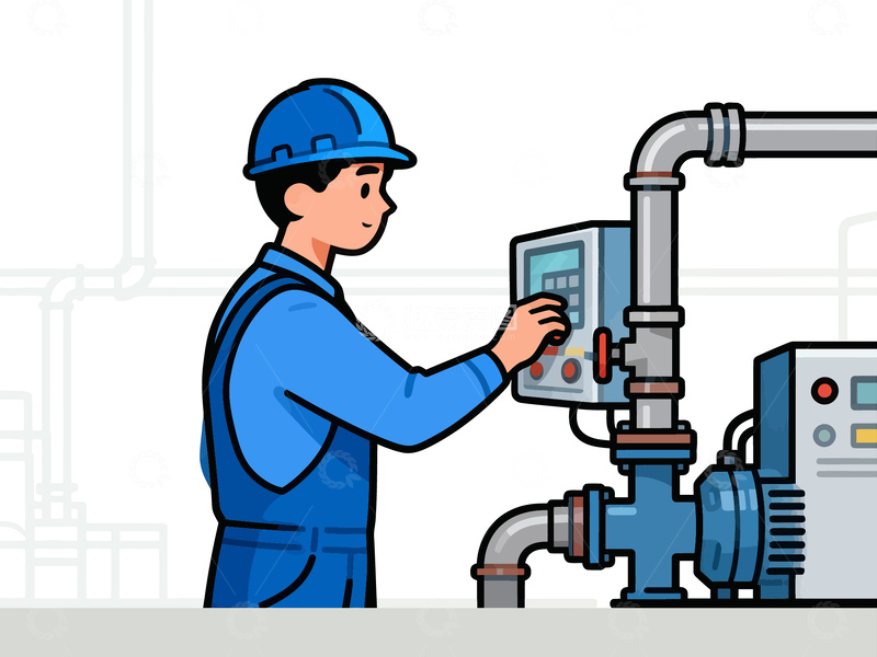 源文件下载【趣麦麦图】工业风工人操作设备图