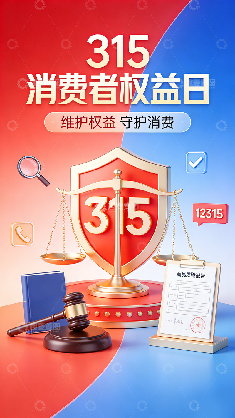 高清大图下载【趣麦麦图】315消费者权益日红色宣传海报设计