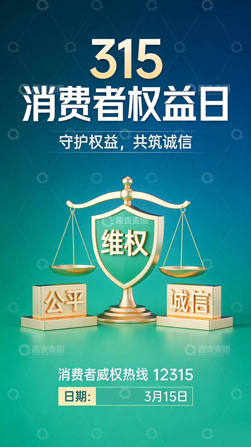 高清大图下载【趣麦麦图】315消费者权益日设计