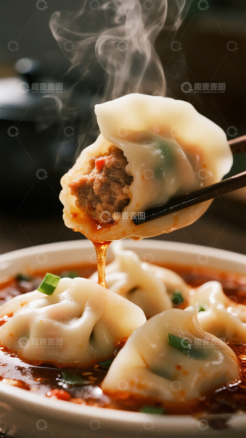 高清大图下载【趣麦麦图】热气腾腾水饺美食