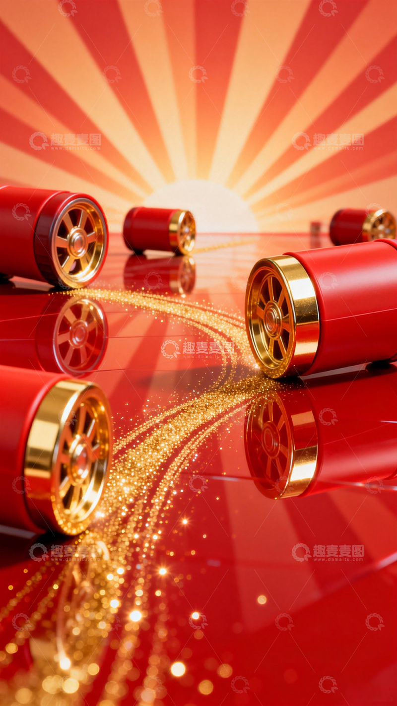 高清大图下载【趣麦麦图】奢华红金汽车轮毂创意摄影