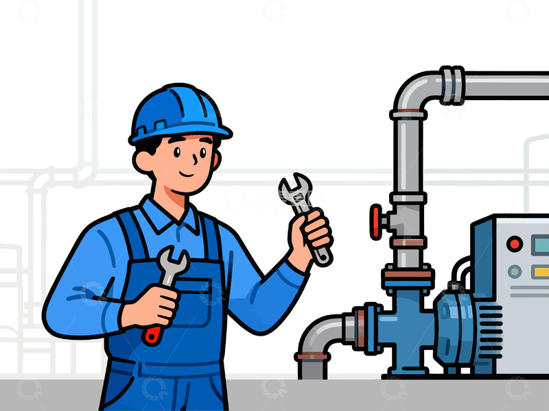 源文件下载【趣麦麦图】卡通技工维修管道设计素材