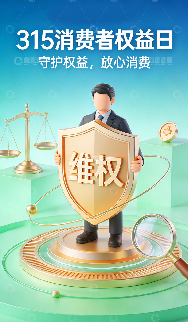高清大图下载【趣麦麦图】315消费者权益日设计海报