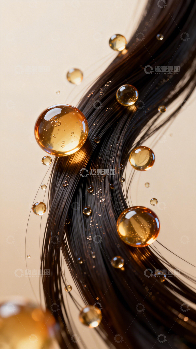 高清大图下载【趣麦麦图】光泽秀发水滴艺术摄影