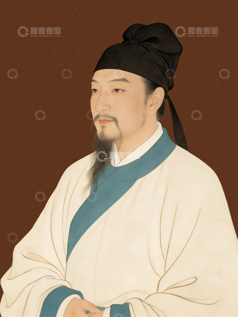 源文件下载【趣麦麦图】工笔画唐朝诗人3