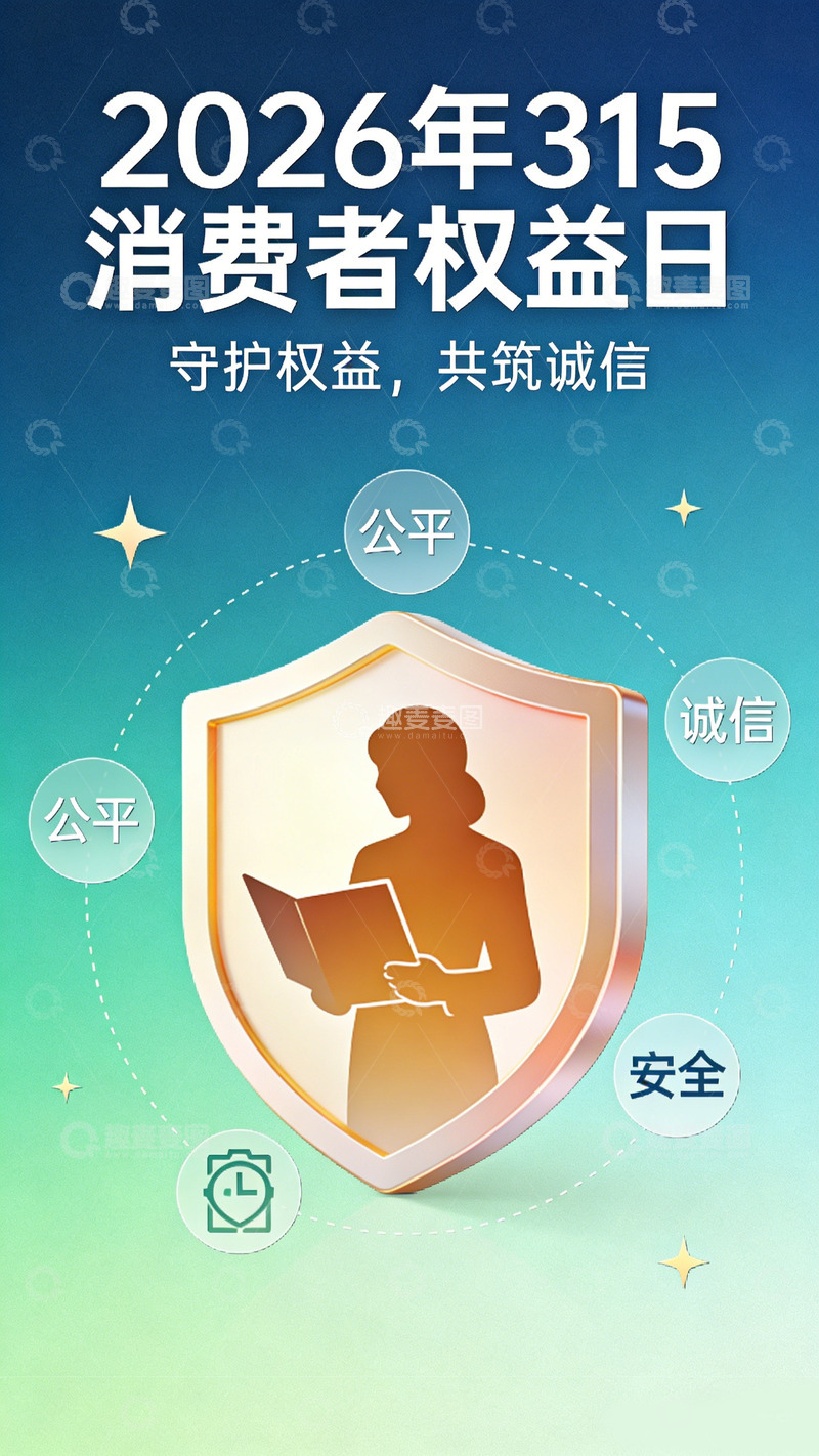 高清大图下载【趣麦麦图】蓝色315消费者权益日宣传海报设计