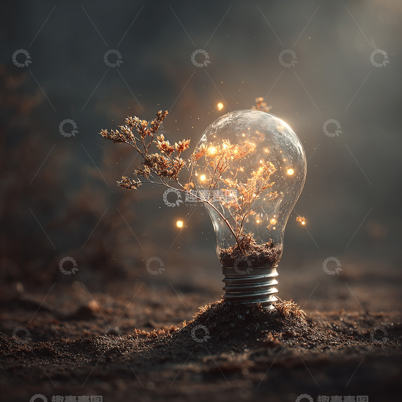 高清大图下载【趣麦麦图】智慧之光：植物与星辰的奇幻融合