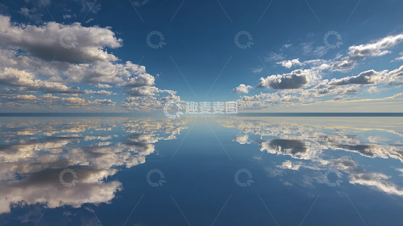 高清大图下载【趣麦麦图】天空之镜：云海与蓝天的奇幻交融