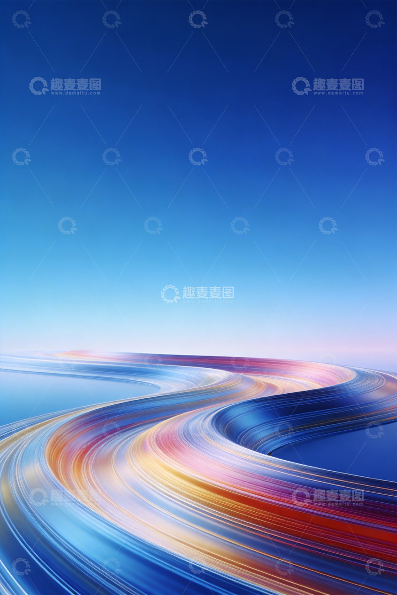 高清大图下载【趣麦麦图】流动彩色曲线科技感背景6