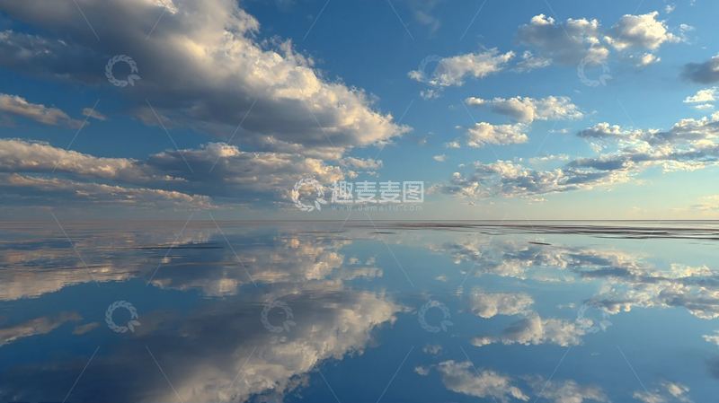 高清大图下载【趣麦麦图】天空之镜：云影倒映海天一色
