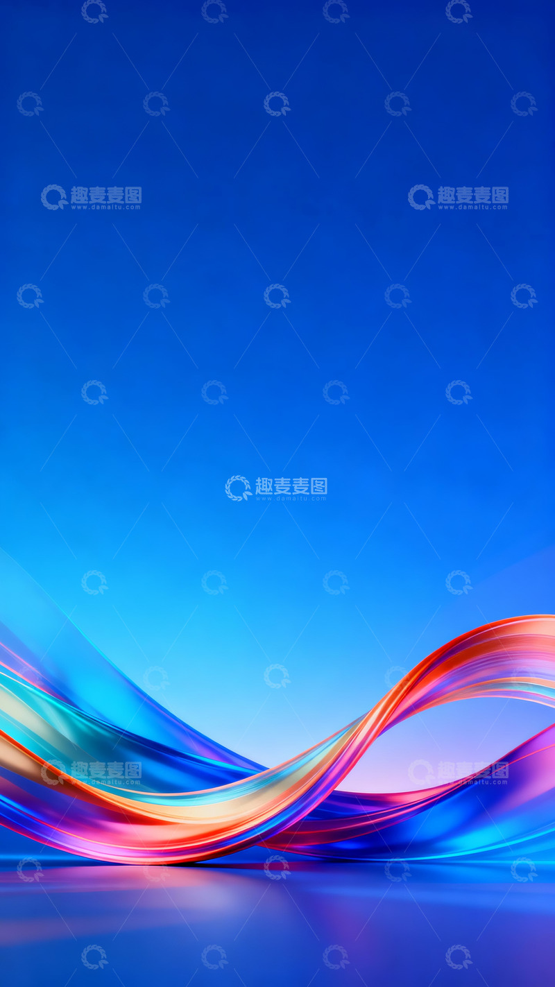 高清大图下载【趣麦麦图】流动彩色曲线科技感背景1