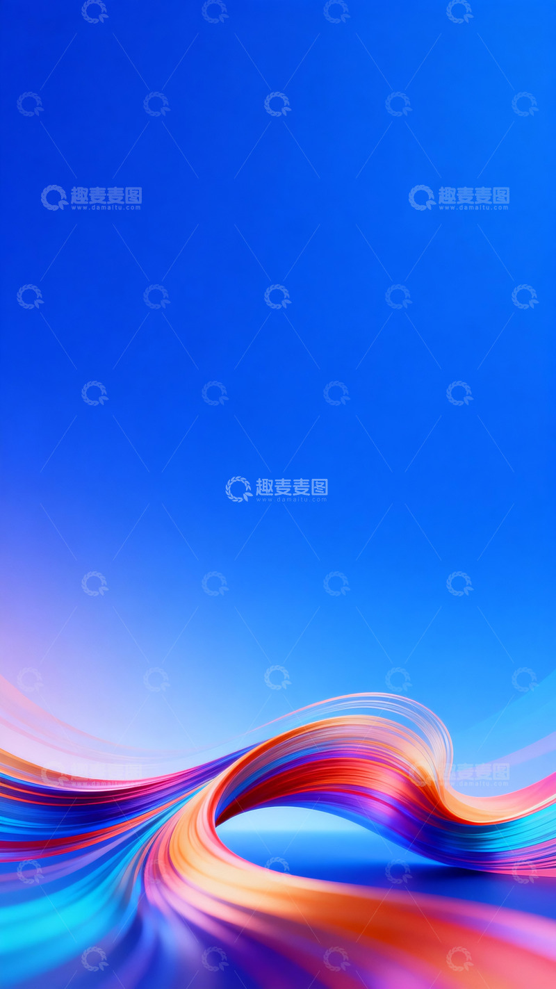 高清大图下载【趣麦麦图】流动彩色曲线科技感背景2
