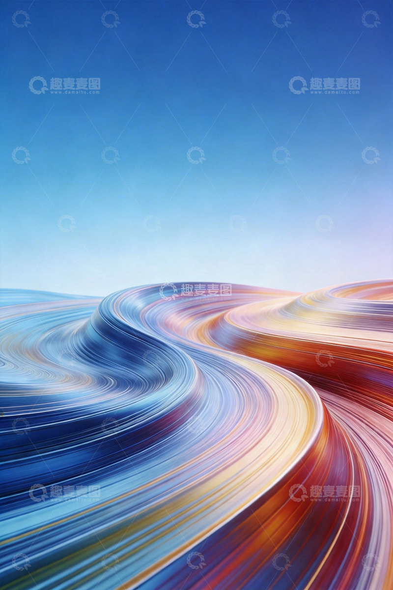 高清大图下载【趣麦麦图】流动彩色曲线科技感背景8