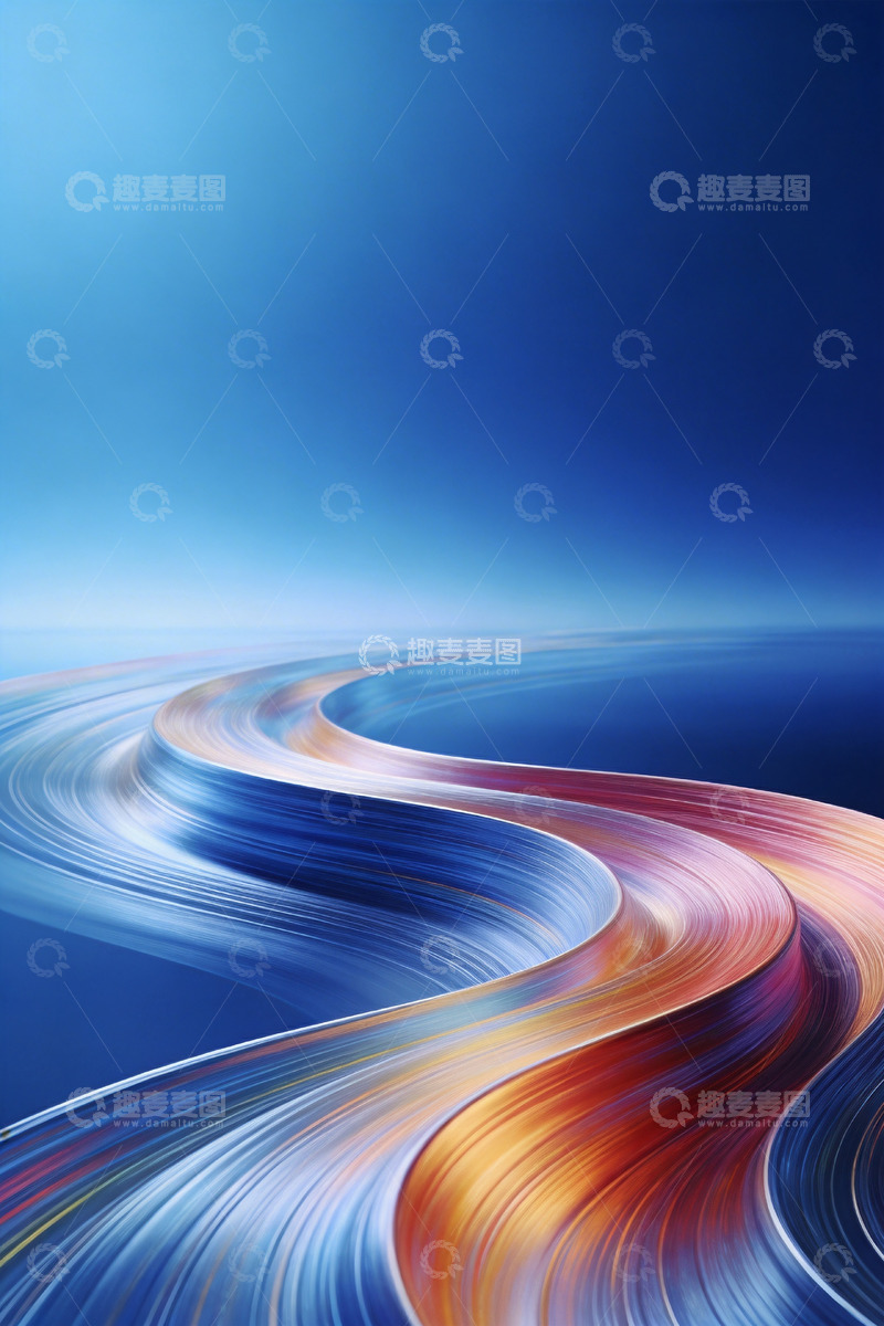 高清大图下载【趣麦麦图】流动彩色曲线科技感背景5