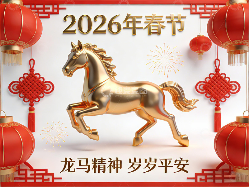 高清大图下载【趣麦麦图】2026年春节金马祝福图片