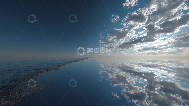 高清大图下载【趣麦麦图】天空之镜：云海与海洋的奇幻融合