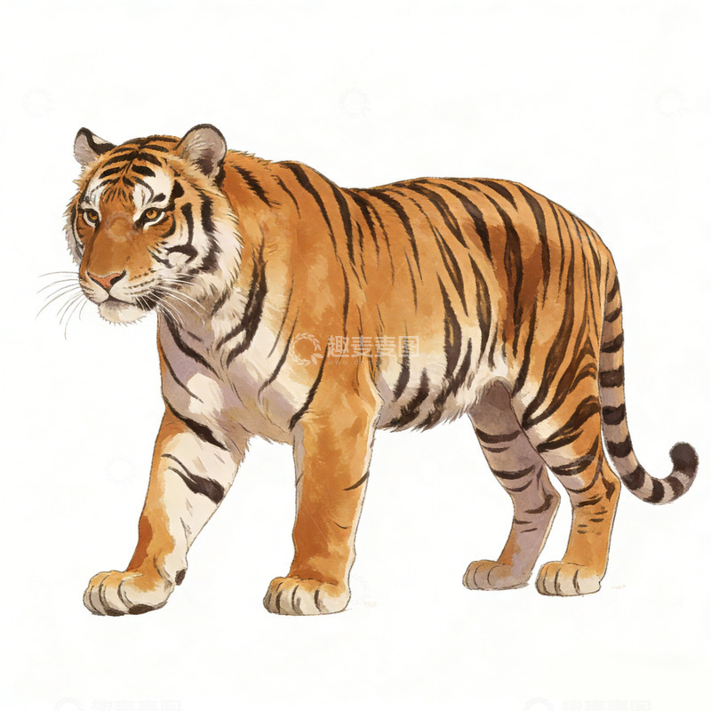 高清大图下载【趣麦麦图】水彩虎插画素材