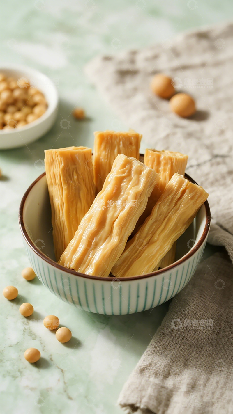 高清大图下载【趣麦麦图】豆皮小吃碗装展示食材摄影