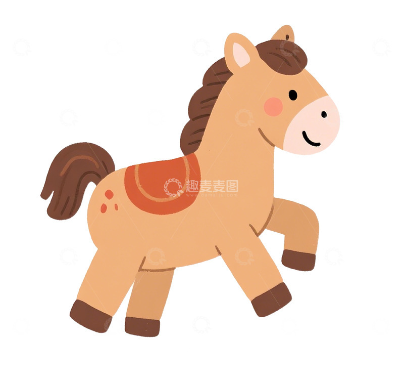 高清大图下载【趣麦麦图】卡通小马玩偶插画素材