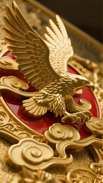 金雕雄鹰徽章艺术装饰