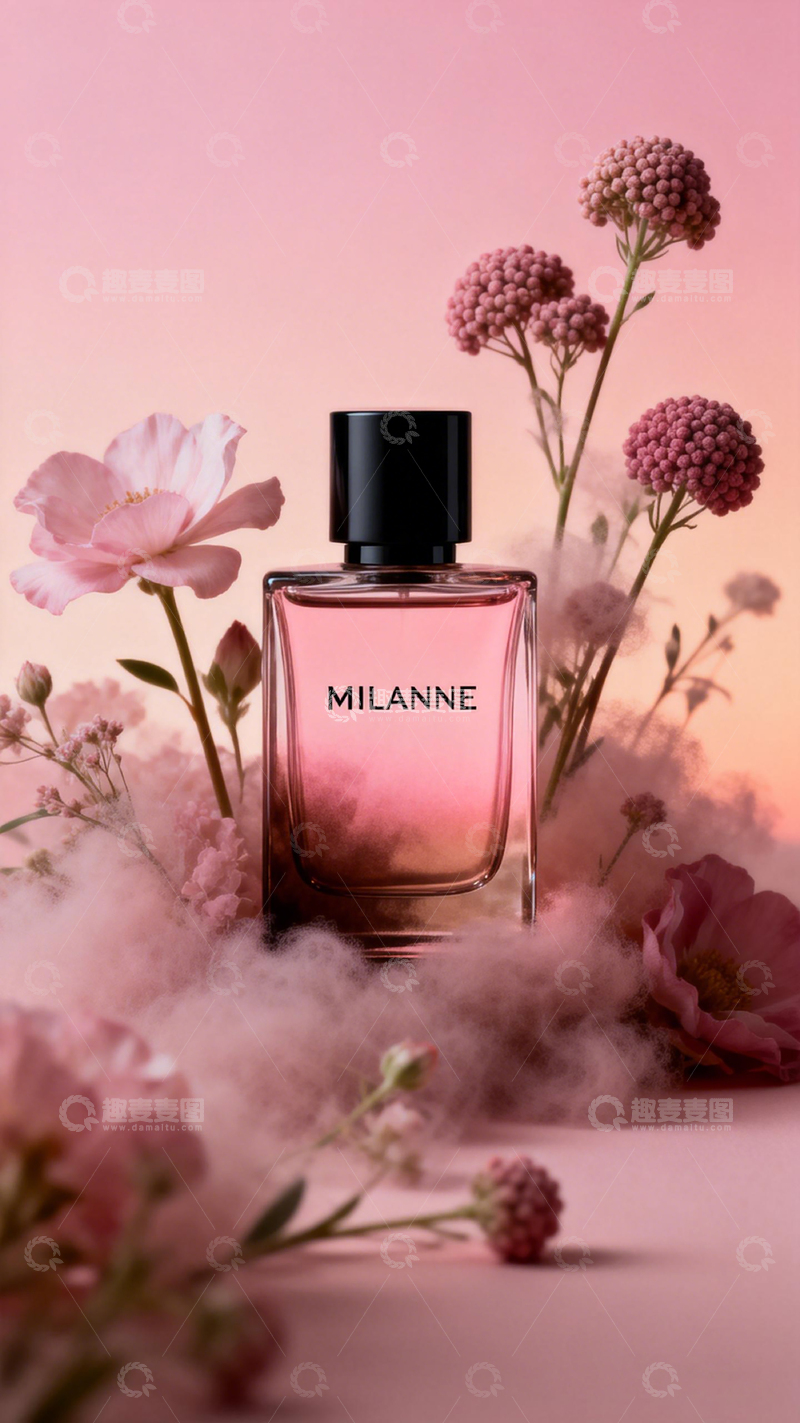 高清大图下载【趣麦麦图】粉色浪漫香水广告设计