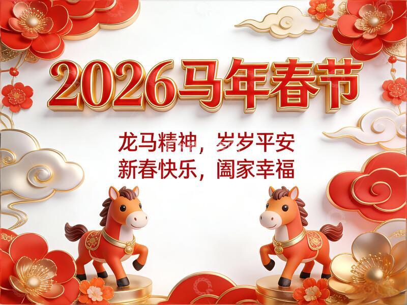 高清大图下载【趣麦麦图】-2026马年新春喜庆海报